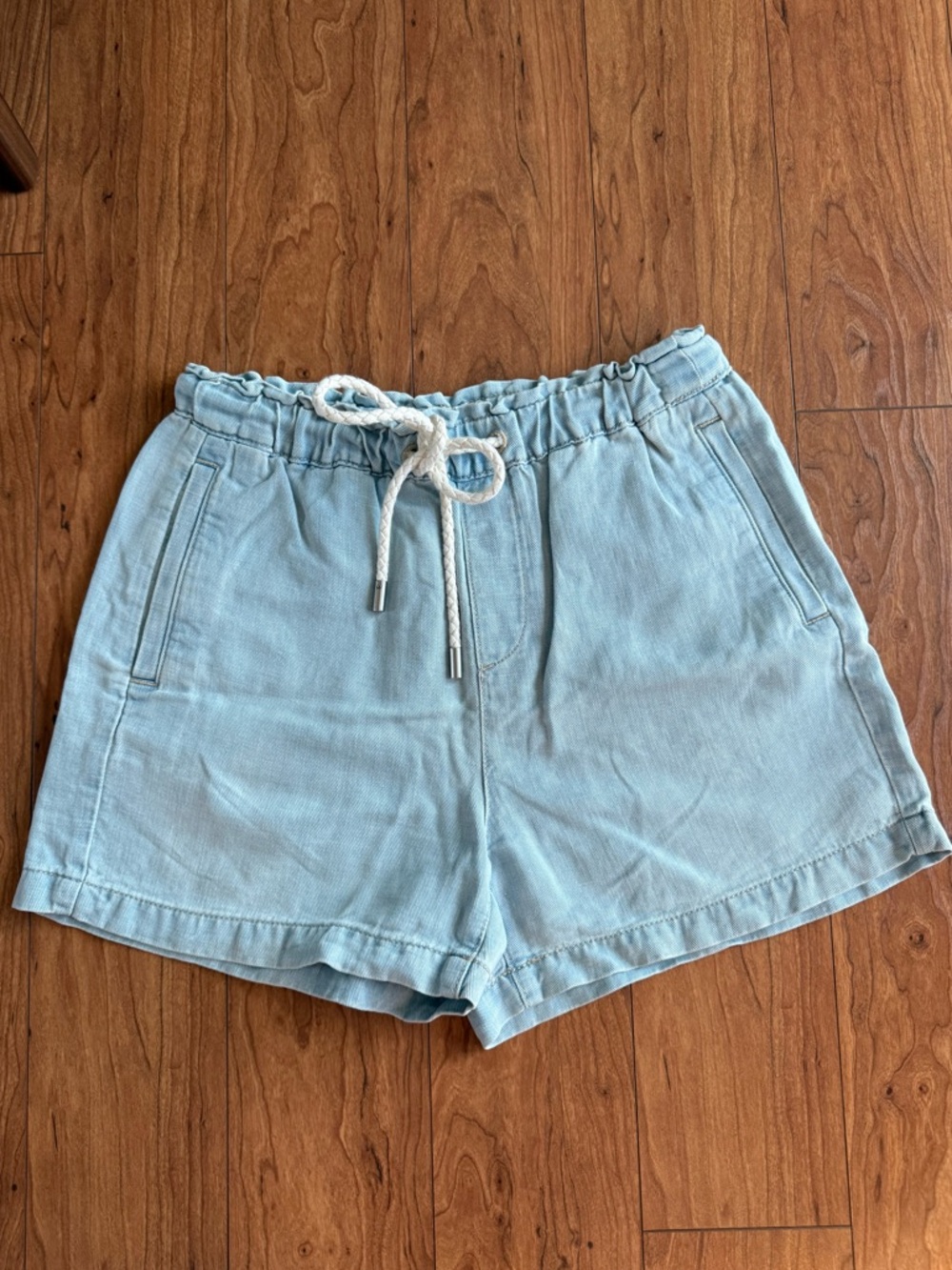 LOFT Drawstring Women's Shorts Denim Paperbag Elastic Waist Size XS Extra S
